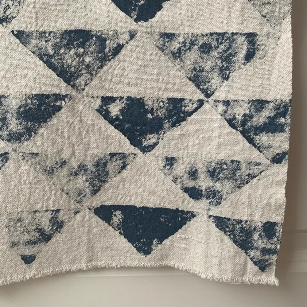 Handmade Blue Triangle Print Tapestry
